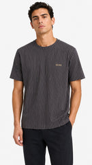 Men’s Charcoal Black Gold Vertical Pinstripe BOSS Logo T-Shirt