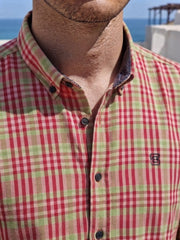 Mens Pink Green Check Imported Casual Shirt