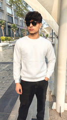 Mens Imported Rabbit Wool Sweater White
