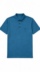 Mens Imported Teal Blue Monogram Polo Shirt
