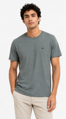 Men’s Grey Micro-Textured Roberto Cavalli Logo T-Shirt