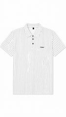 Men’s White and Black Vertical Pinstripe Polo Shirt