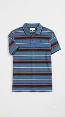 Men's Steel Blue, Maroon & Black Horizontal Striped Polo Shirt