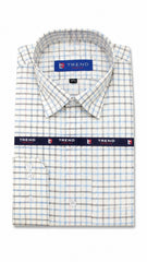 Men’s White Blue & Black Check Pattern Formal Shirt
