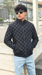 Mens imported check wool zipper