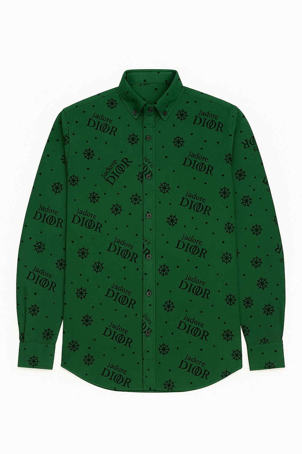 Men’s Imported Luxe Green Designer Velvet Emboss Casual Shirt