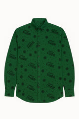 Men’s Imported Luxe Green Designer Velvet Emboss Casual Shirt