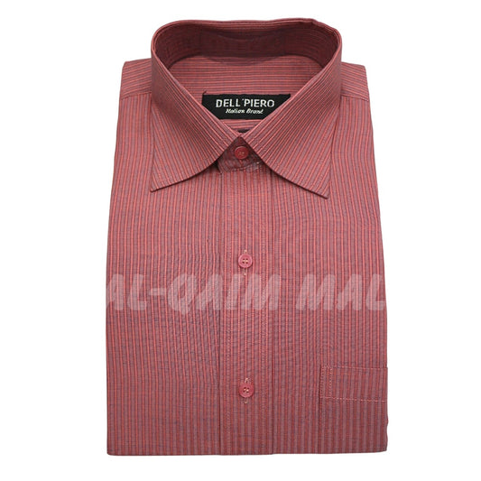 Men’s red textured lines formal shirt - pure cotton