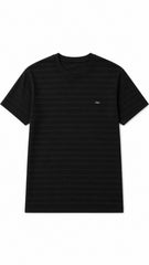 Men’s Black Textured Horizontal-Stripe EWA Logo T-Shirt