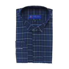 Men's navy and black checkered formal shirt