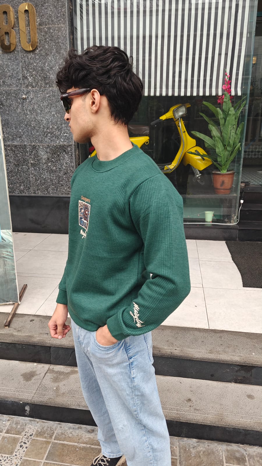 mens imported green sweater