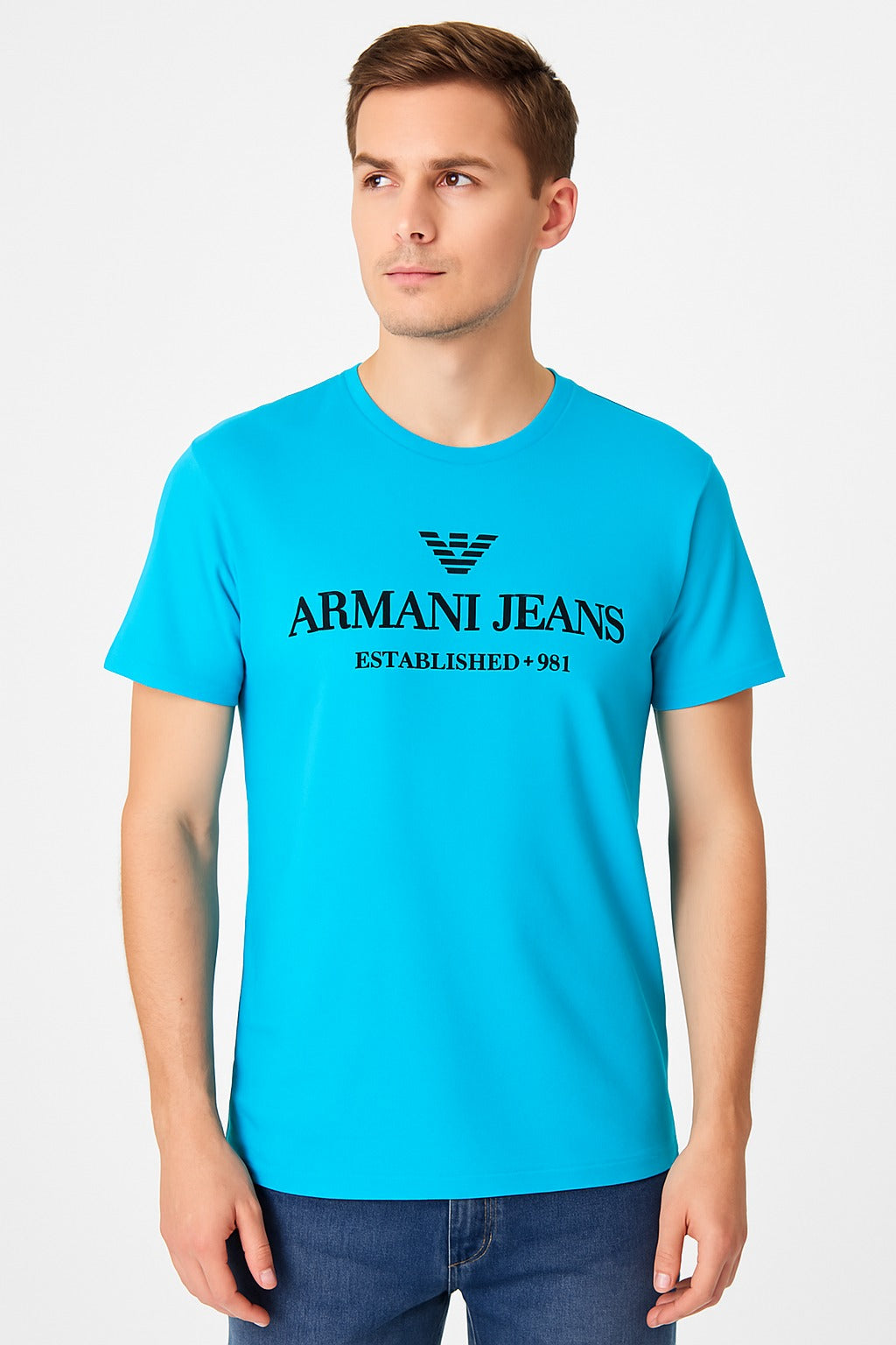 Men’s aqua blue Armani Tee