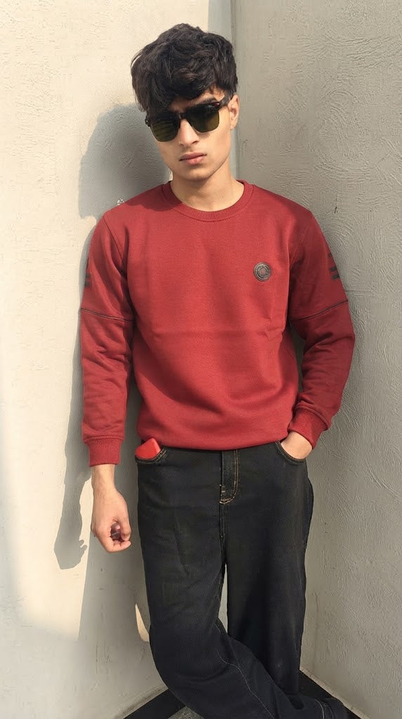 Mens Rust Imported Rabbit Wool Sweater
