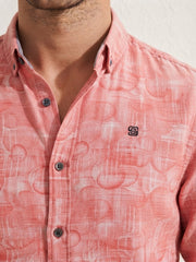 Mens Pink White Printed Imported Casual Shirt