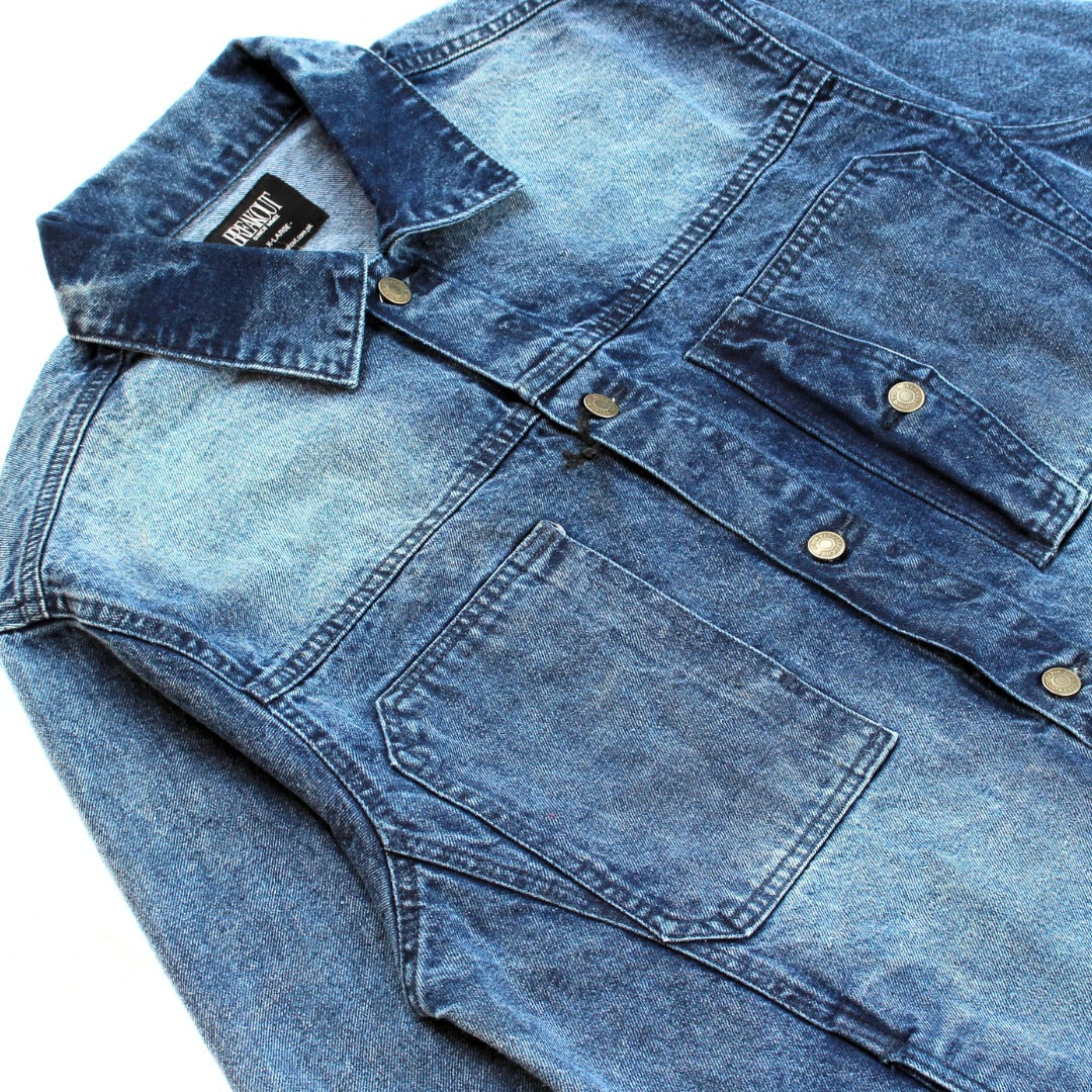 Mens blue wash denim jacket