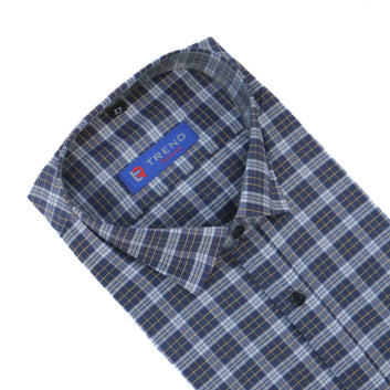 Men’s navy blue and white checkered (oversized) formal shirt