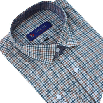 Men’s zinc with brown checkered formal shirt