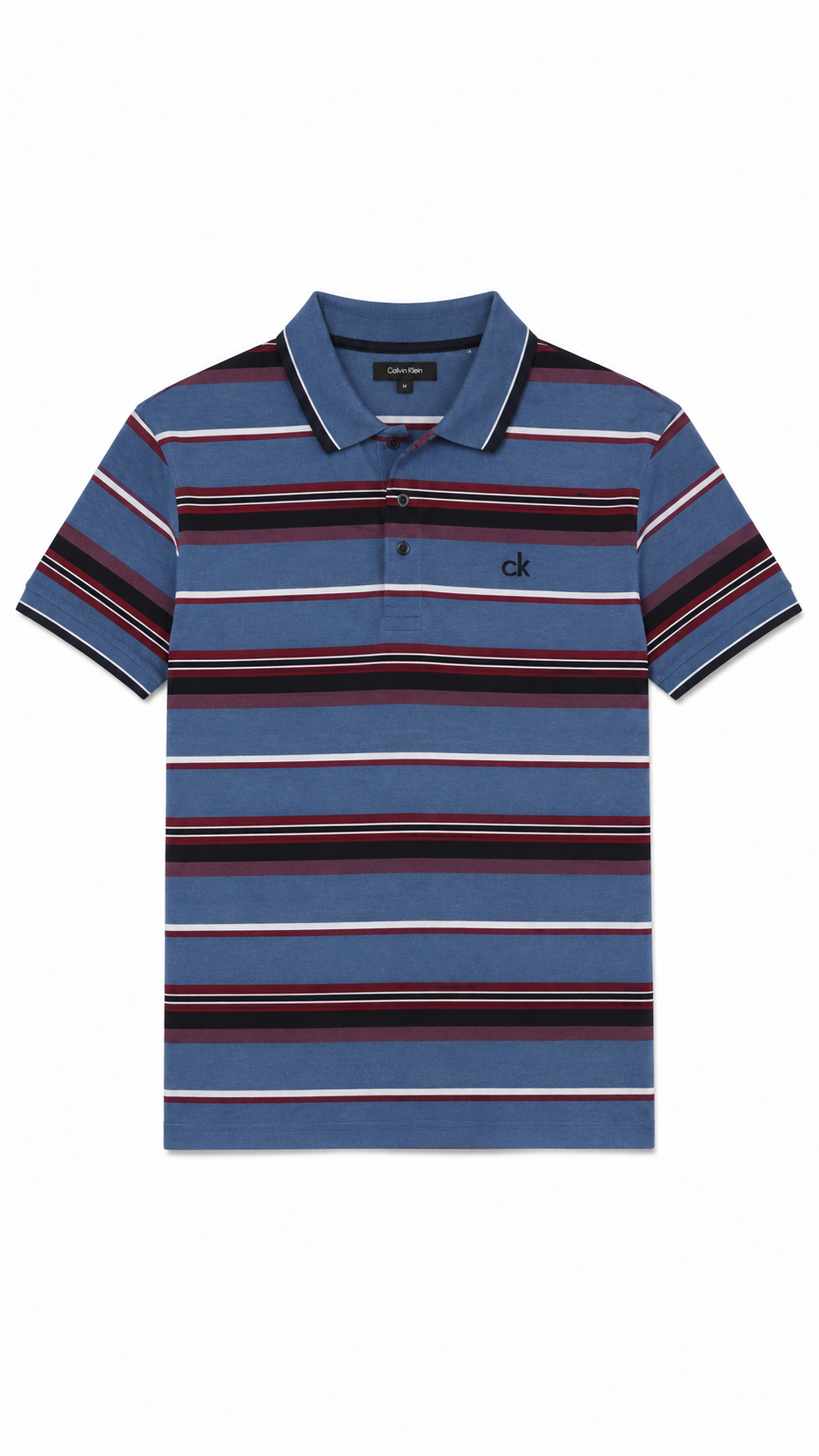 Men's Steel Blue, Maroon & Black Horizontal Striped Polo Shirt