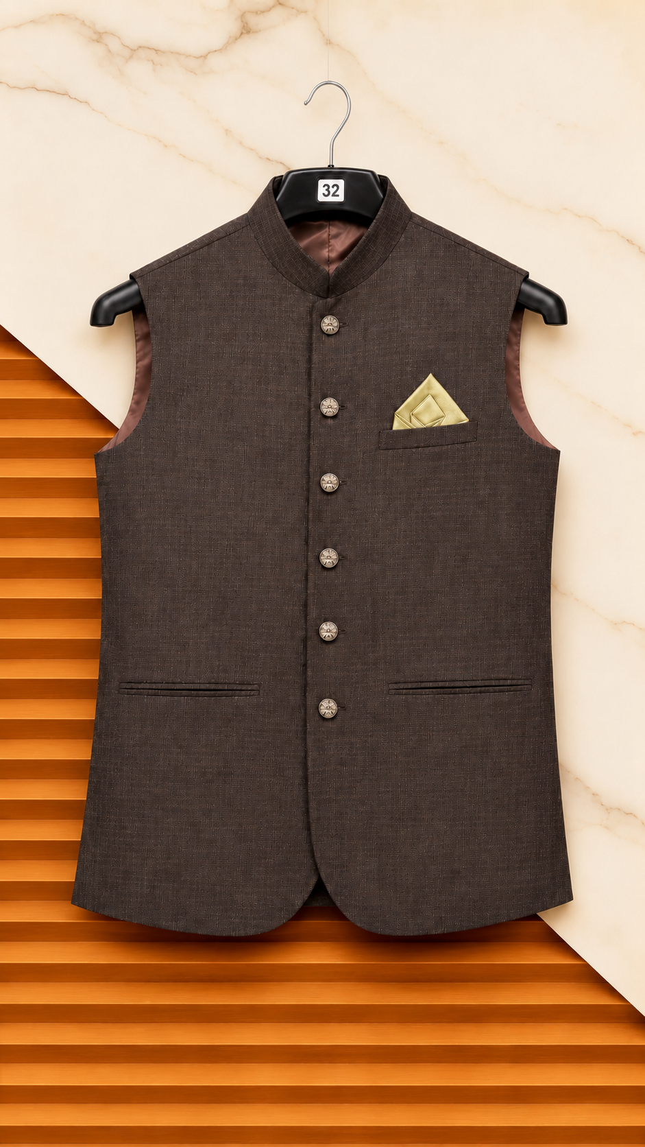 Mens brown checkered suiting waistcoat