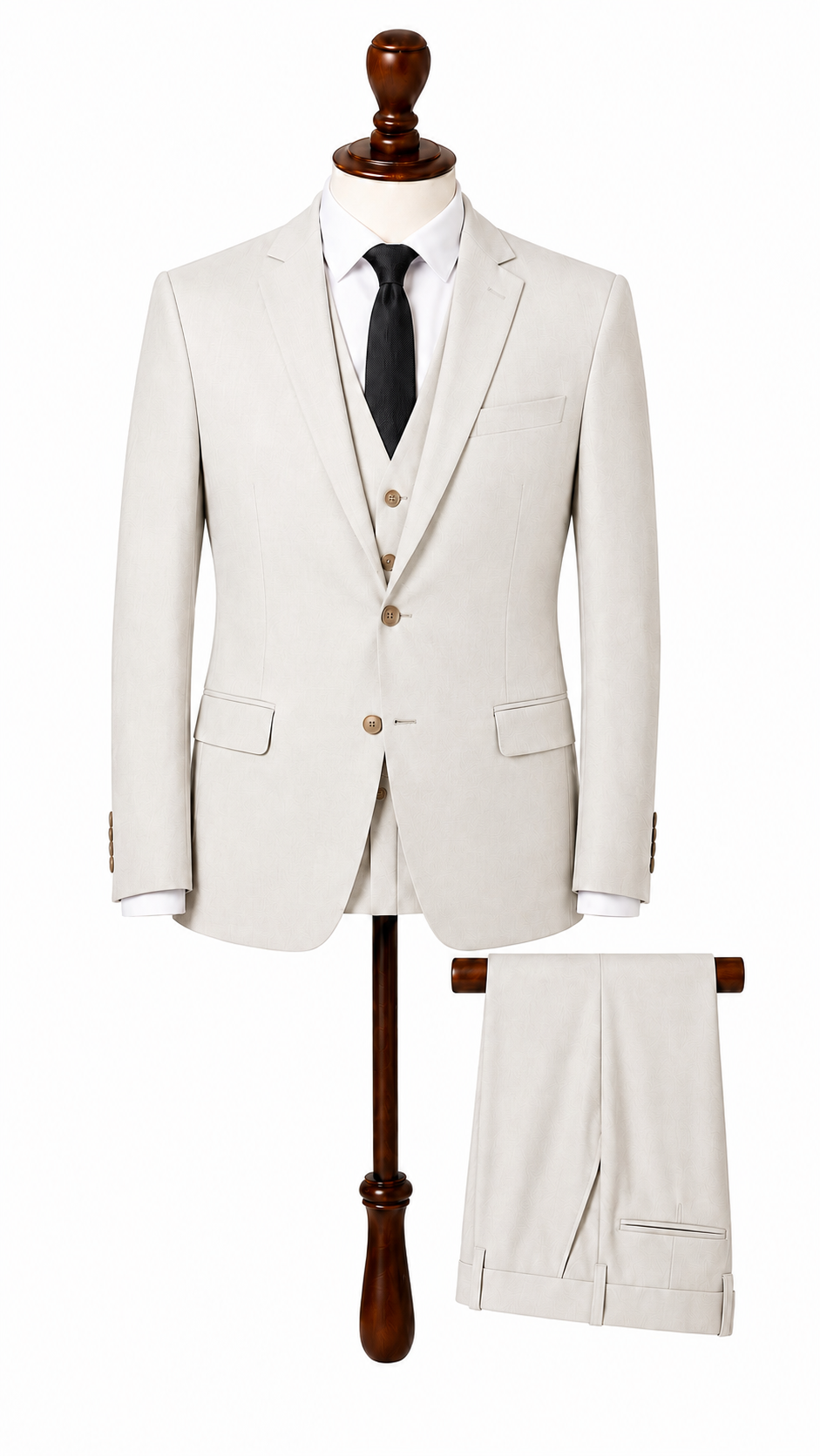 Men’s Off White Plain 3 Pc Suit
