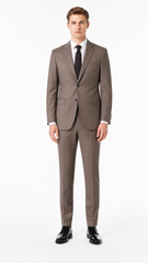 Mens Taupe Brown Plain 3 Pc Suit