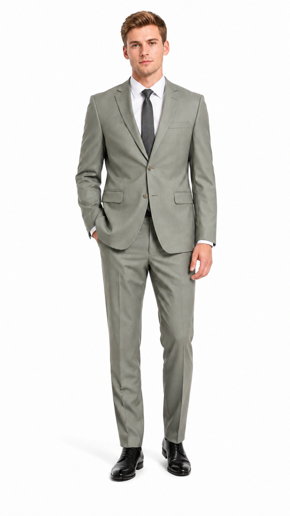 Mens Sage Green Plain 3 Pc Suit