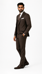 Mens Dark Brown Plain 3 Pc Suit
