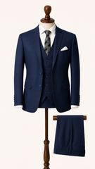 Mens Navy Blue Plain 3 Pc Suit