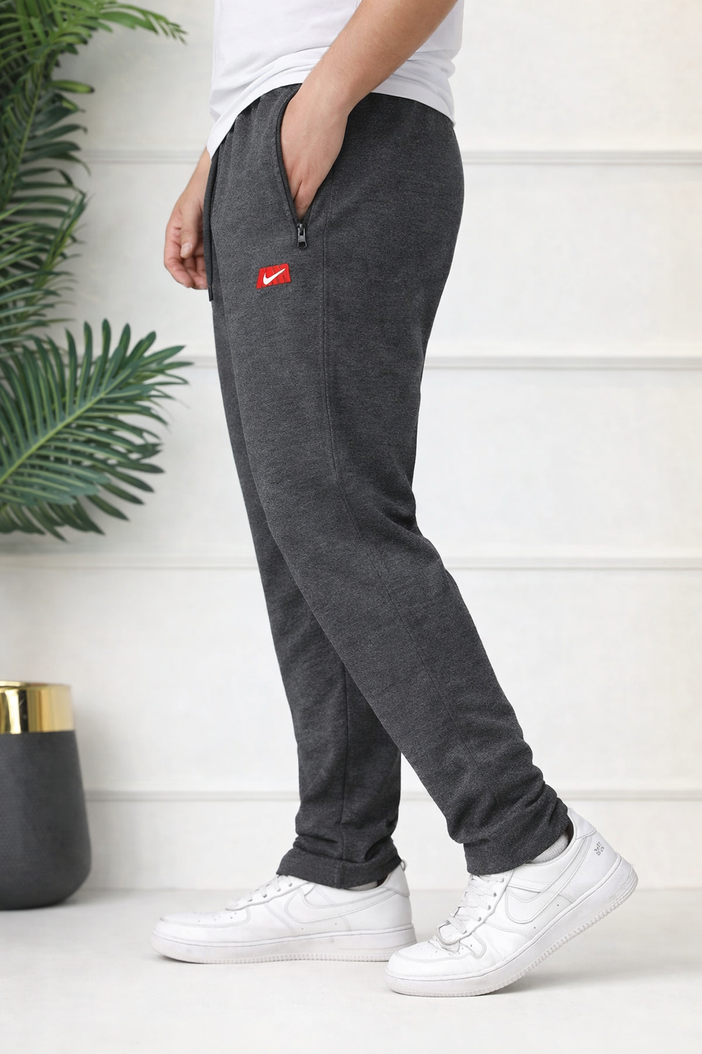 Men’s Gray Oversized Comfort Fit Fleece Trouser