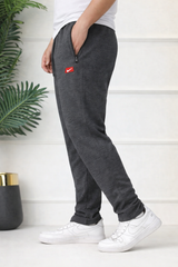 Men’s Gray Oversized Comfort Fit Fleece Trouser