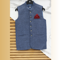 MENS INK BLUE TEXTURE WAISTCOAT