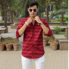 Men red lines casual shirt