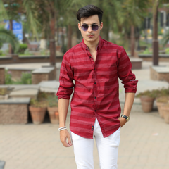 Men red lines casual shirt