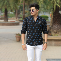 Men black Stretchable casual shirt