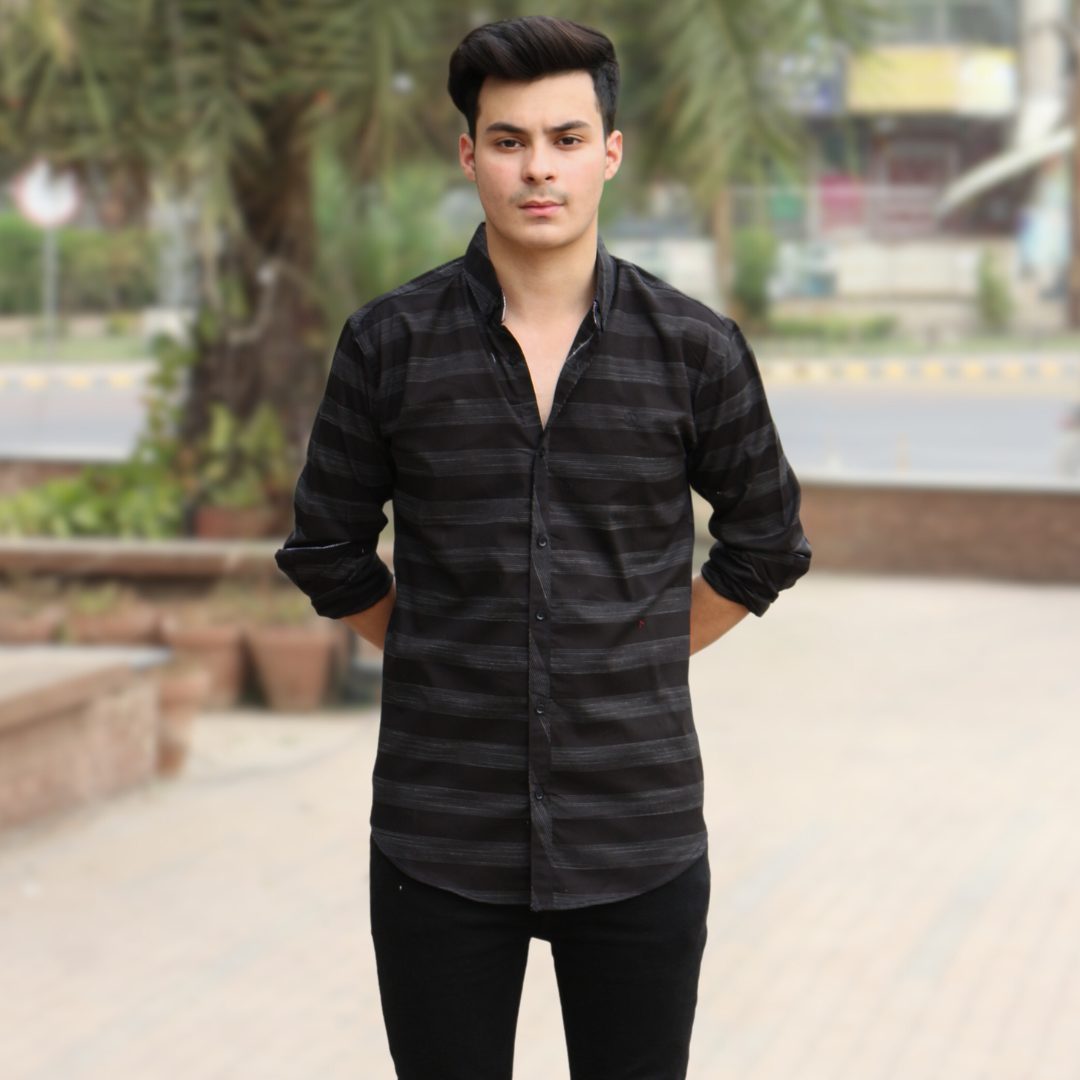 Men black lines casual shirt