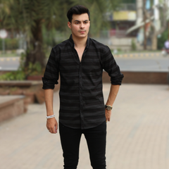 Men black lines casual shirt