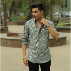 Men gray stretchable casual shirt