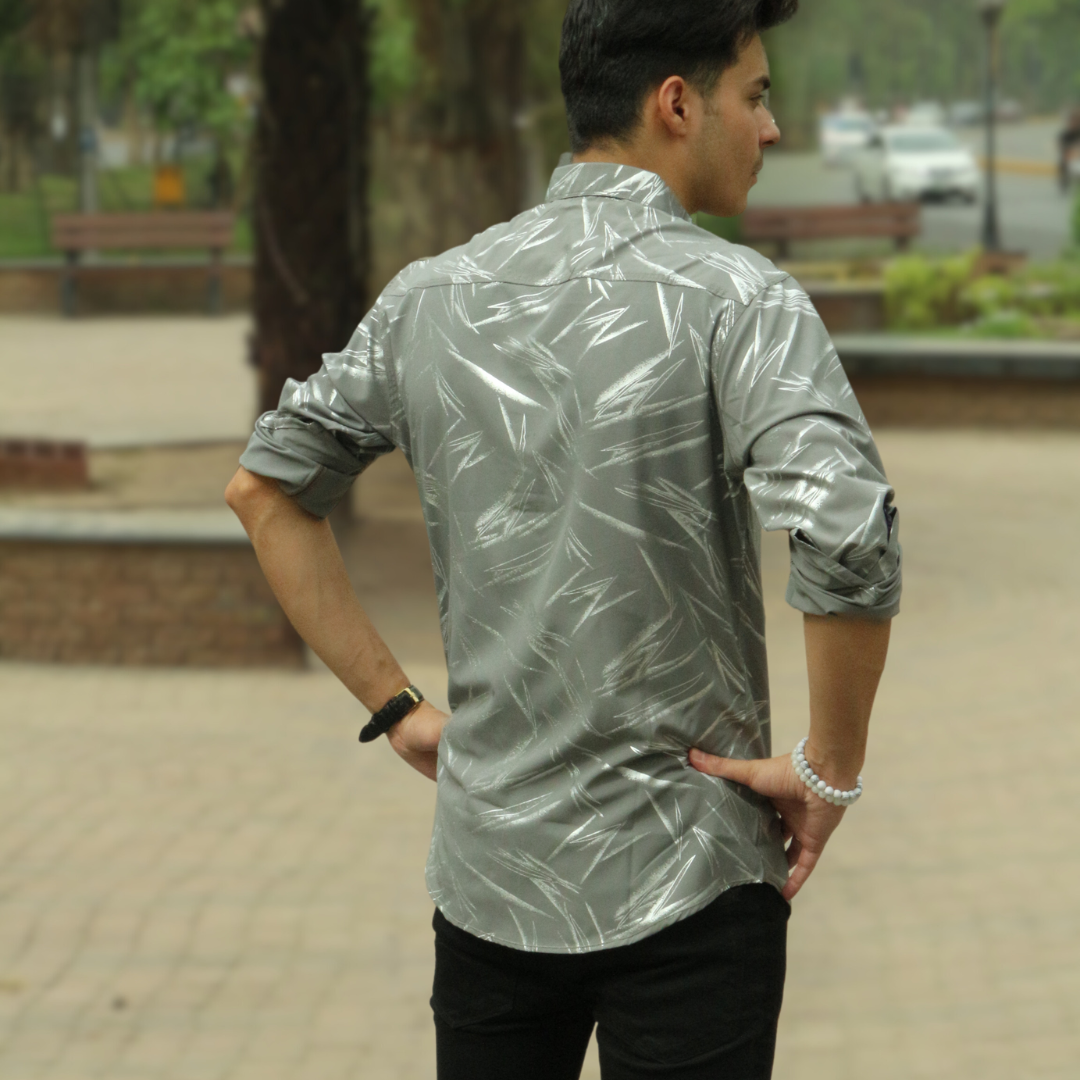 Men gray stretchable casual shirt