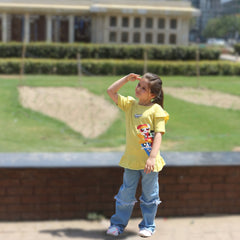 Girls yellow power puff frill T-shirt
