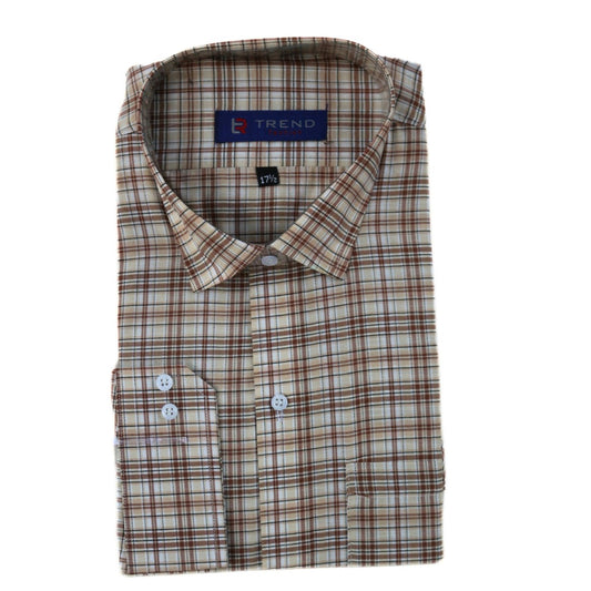 Men beige and brown checkered (oversized) formal shirt