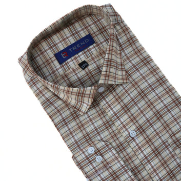 Men beige and brown checkered (oversized) formal shirt