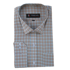 Men choclate brown and sky blue checkered (oversized) formal shirt