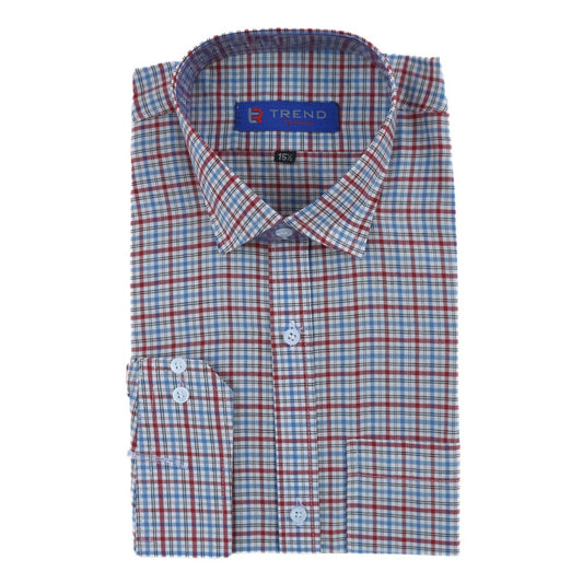 Men light blue and mahroon checkered formal shirt