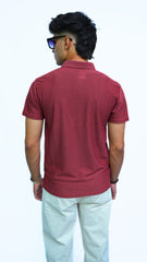 Men's mahroon Textured Imported polo shirt