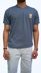 BLUE TEXTURED T-SHIRT