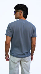 BLUE TEXTURED T-SHIRT