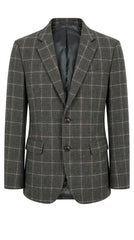 Men's Grey Plaid Imported Wool Casual Coat