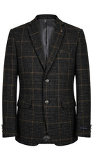 Men's Grey-Brown Plaid Imported Wool Casual Coat