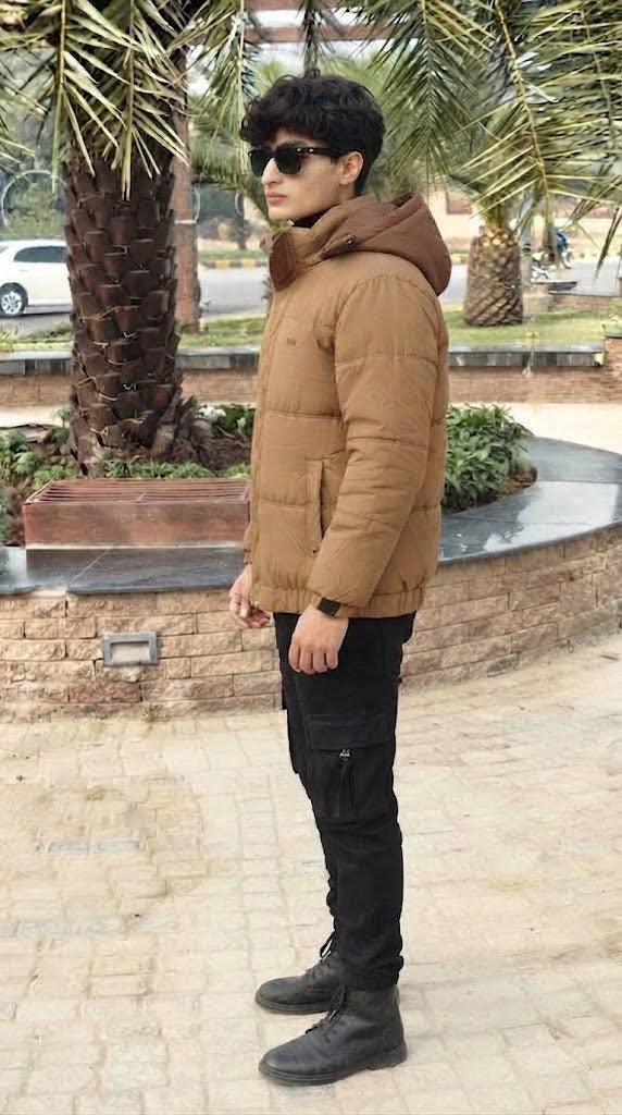 Mens Brown Boss Style Imported Puffer jacket