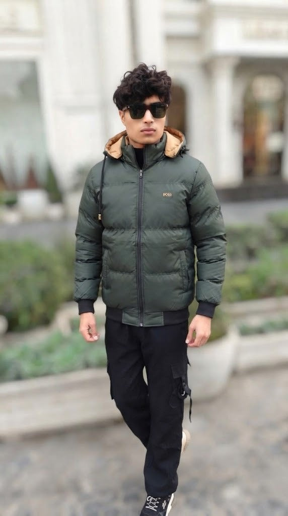 Mens Black Boss Unique Style Imported Puffer jacket